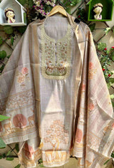 Noor Bagh Dove Grey Linen Cotton Suit Set