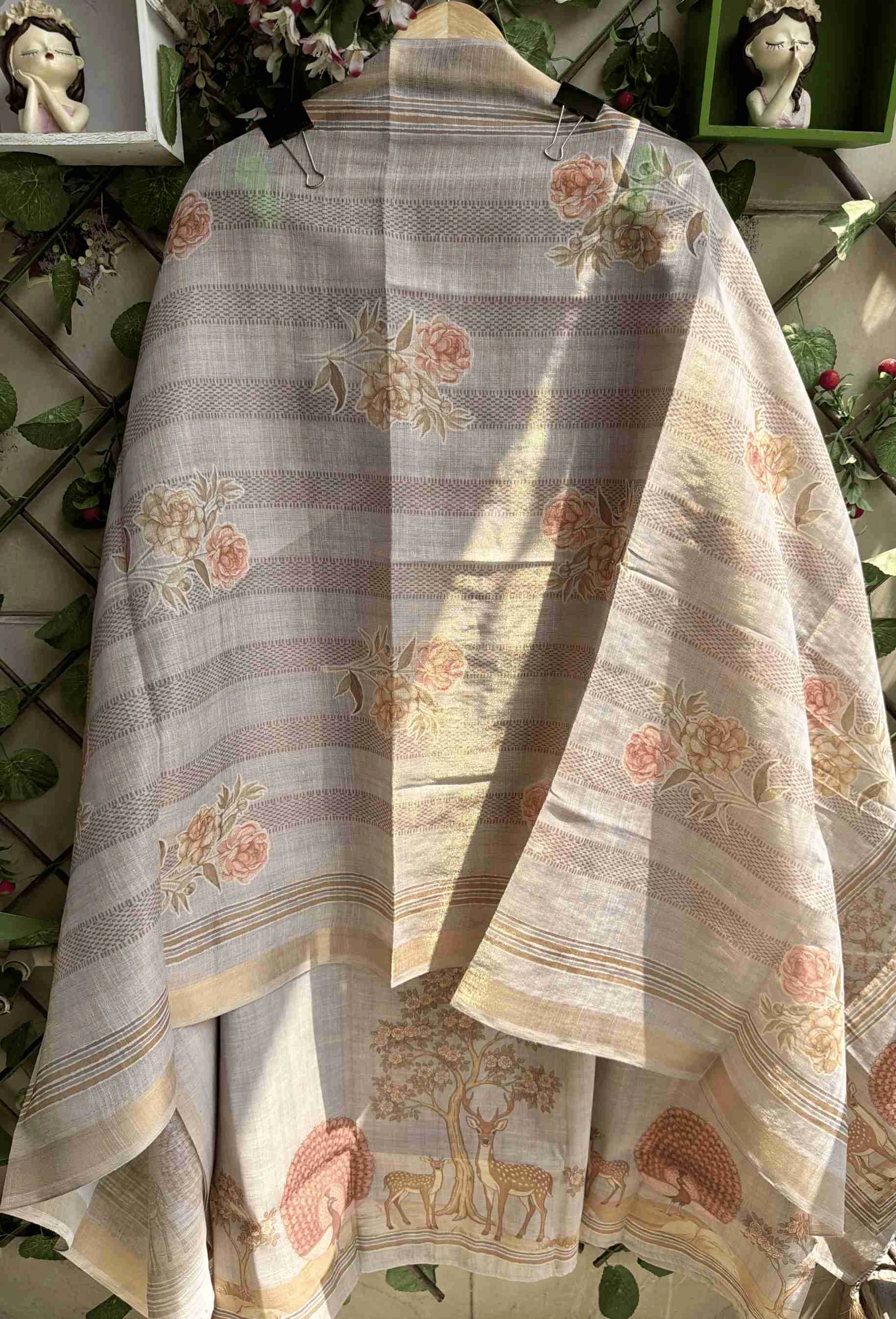 Noor Bagh Dove Grey Linen Cotton Suit Set