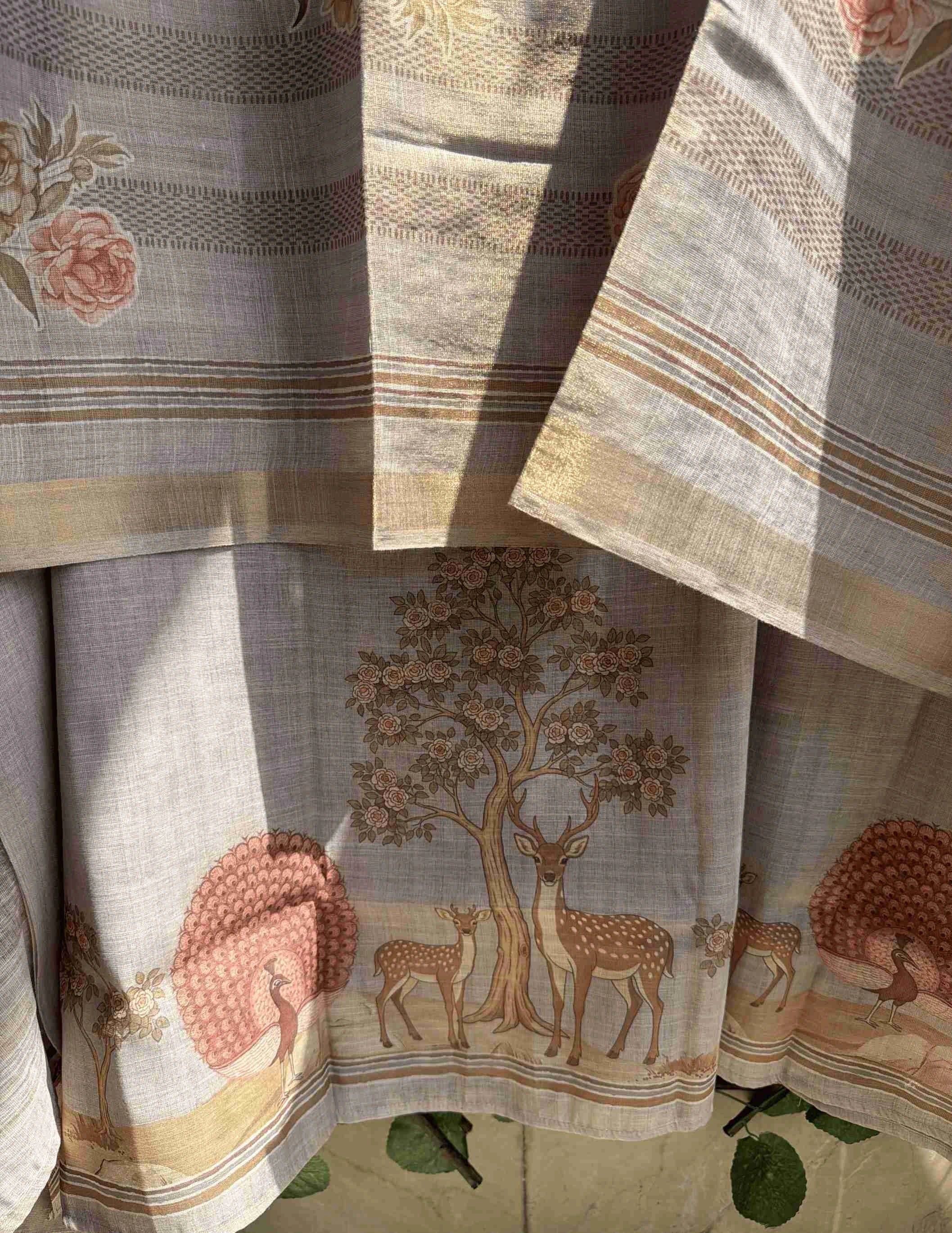 Noor Bagh Dove Grey Linen Cotton Suit Set