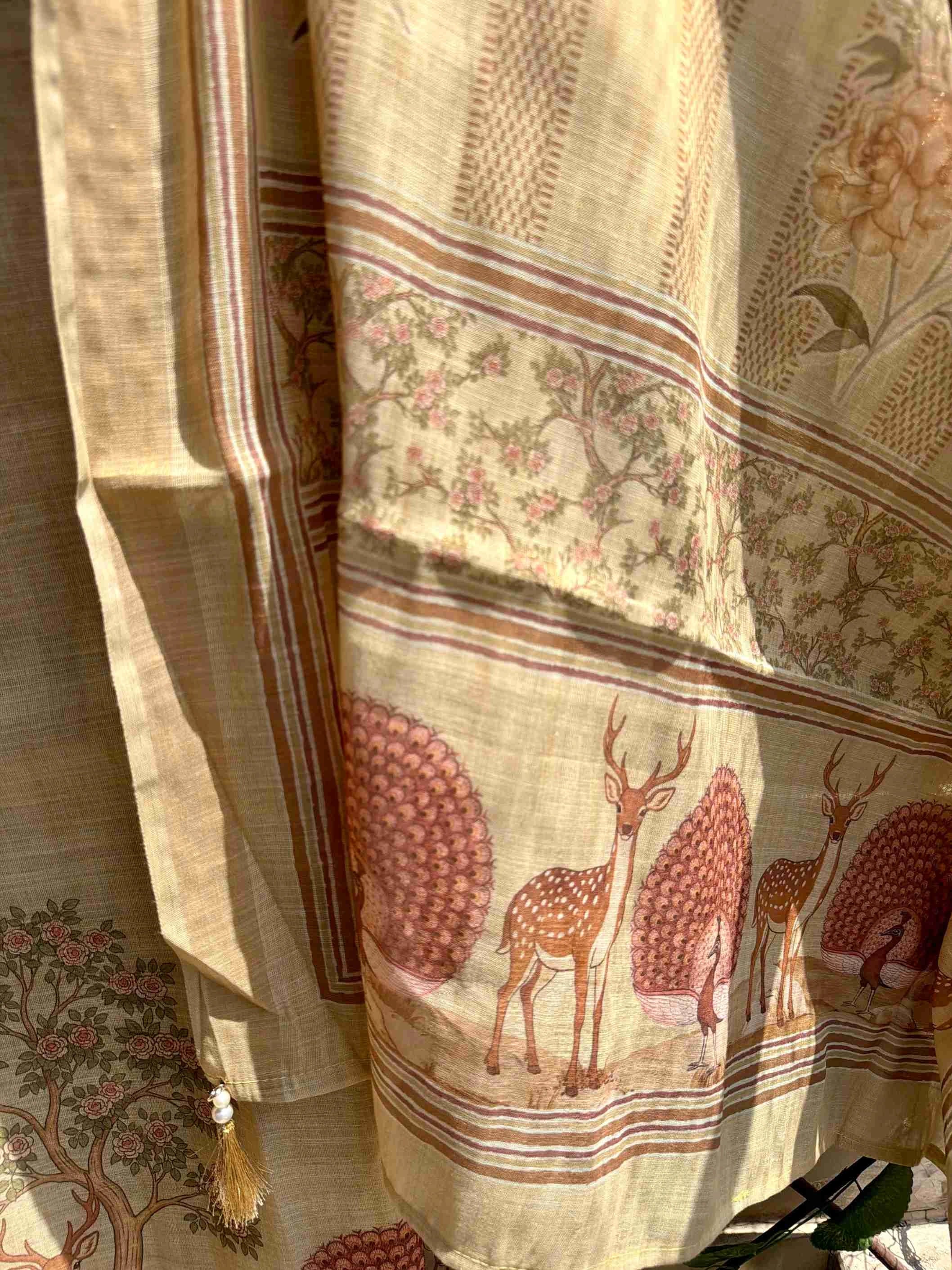 Noor Bagh Beige Gold Cotton Suit Set