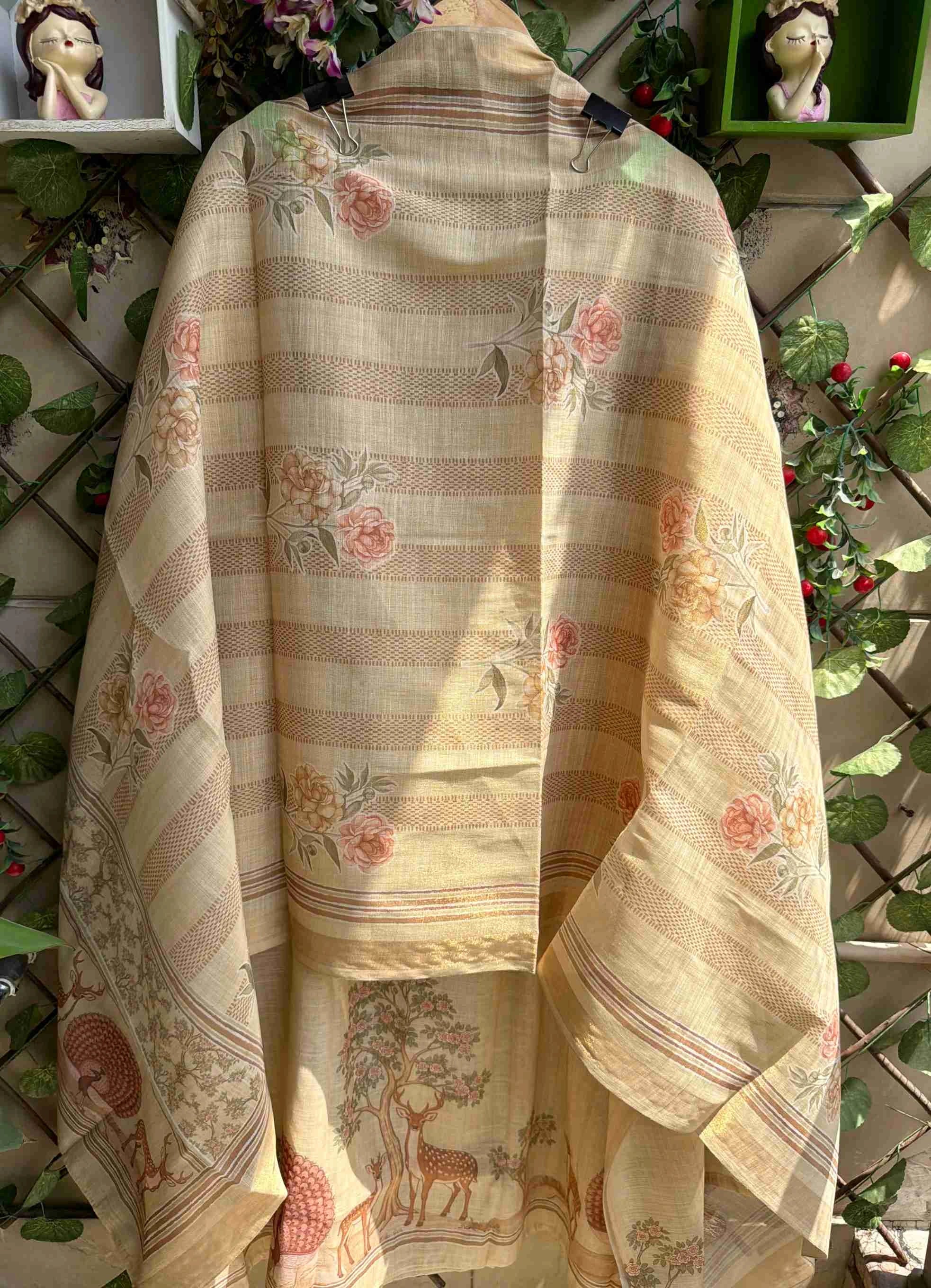 Noor Bagh Beige Gold Cotton Suit Set