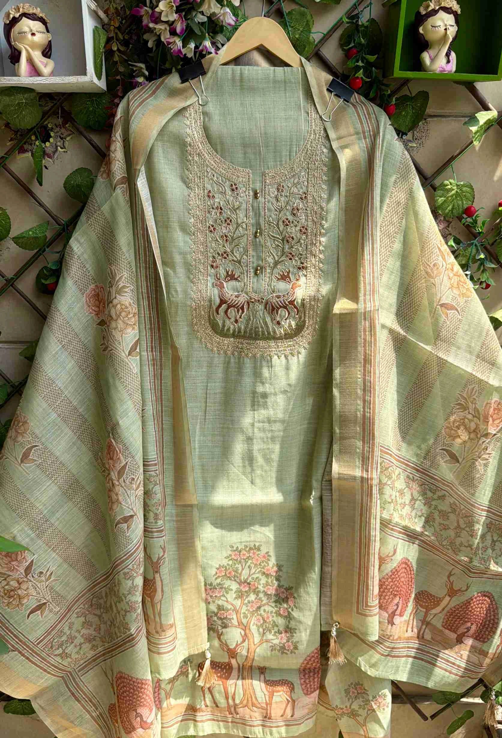 Noor Bagh Mint Green Cotton Suit Set