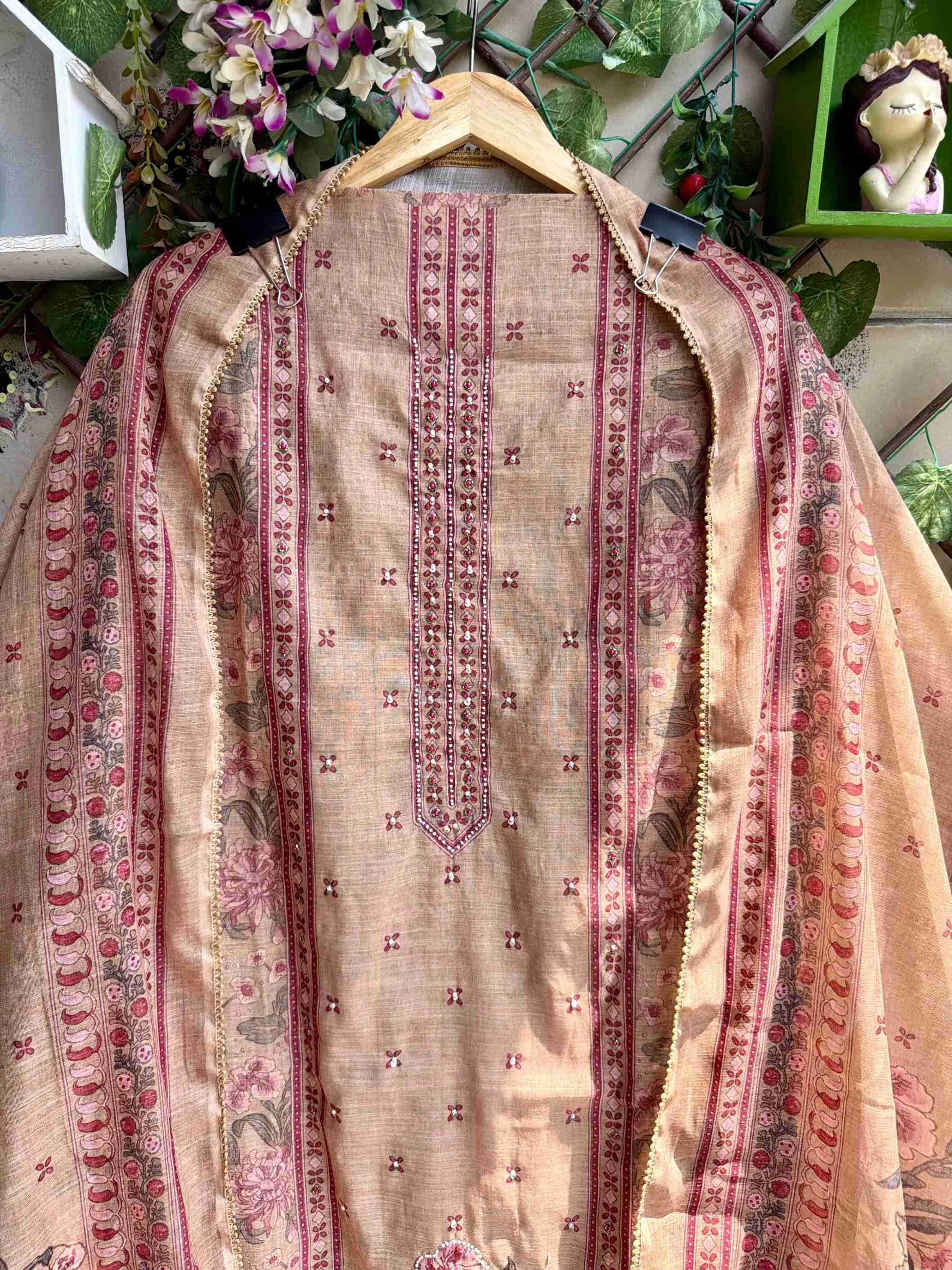 Noor Mahal Rani Pink Cotton Suit Set