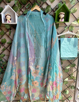 Mehrbano Aqua Mist Floral Suit Set