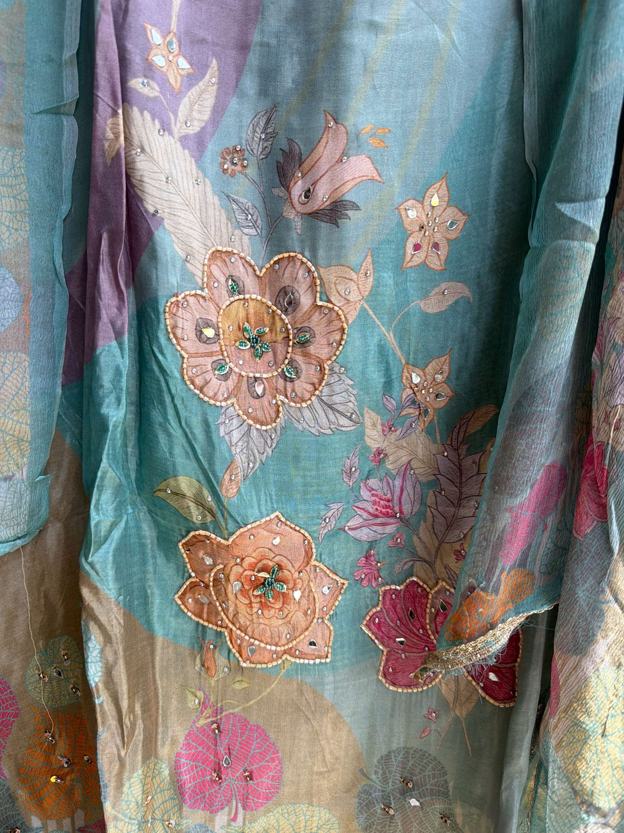 Mehrbano Aqua Mist Floral Suit Set