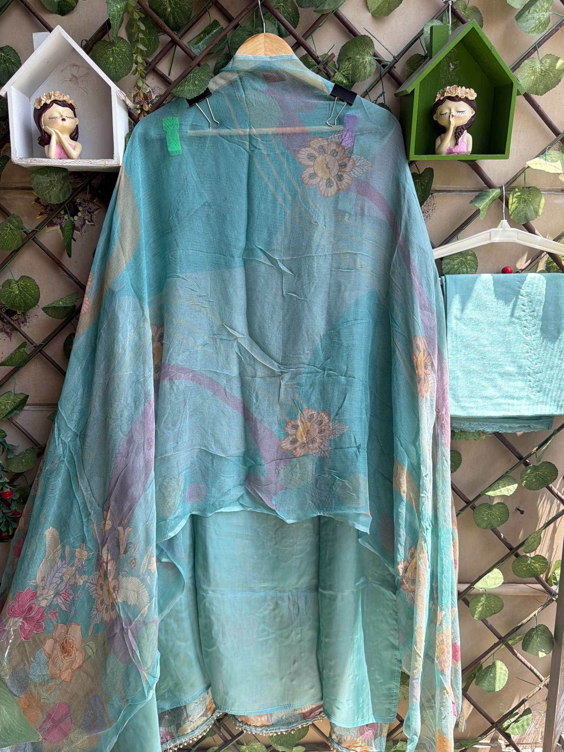 Mehrbano Aqua Mist Floral Suit Set