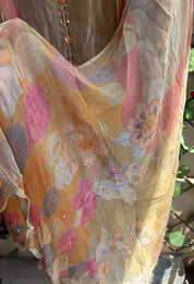 Mehrbano Olive Beige Floral Suit Set