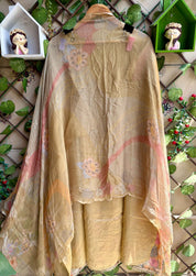 Mehrbano Olive Beige Floral Suit Set