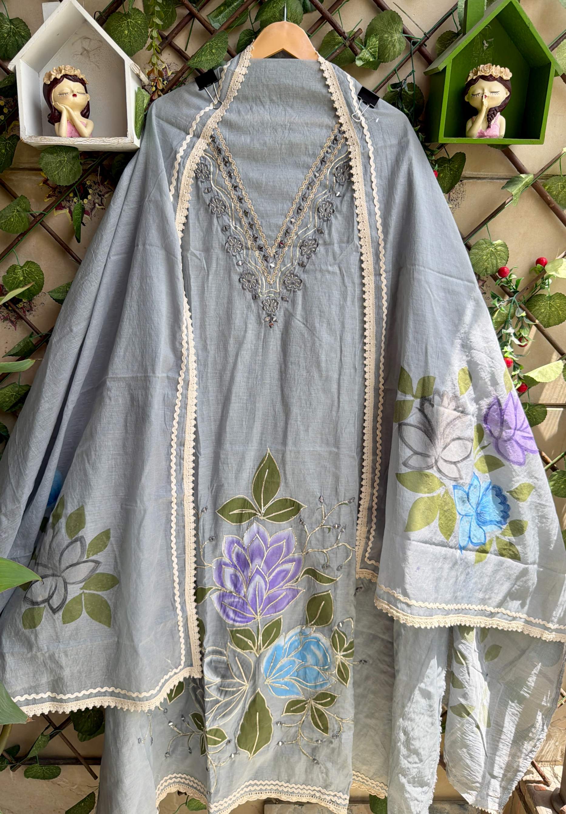 Ruhani Flora Suit Set – Mist Blue