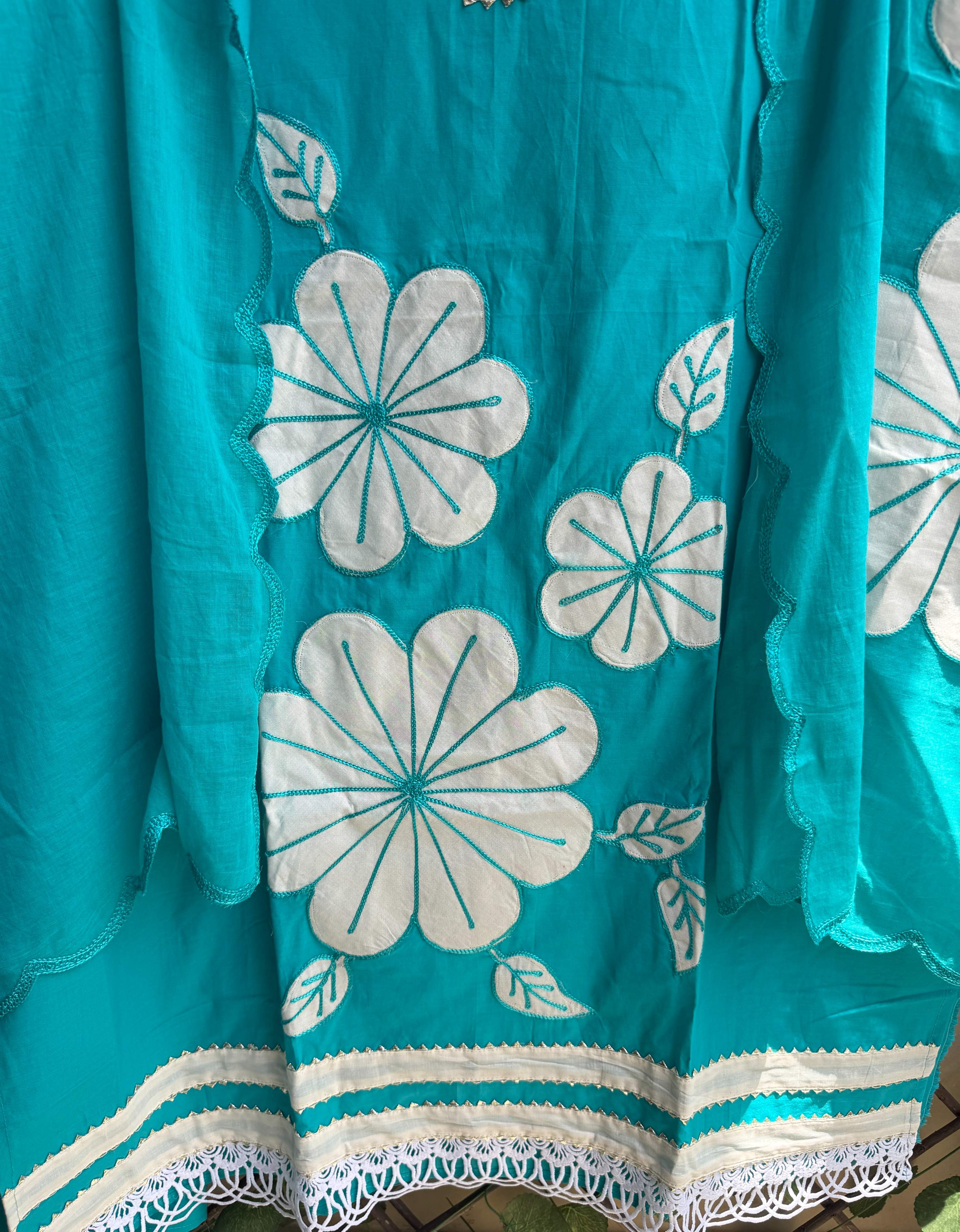 Elara Floral Suit Set – Aqua Blue