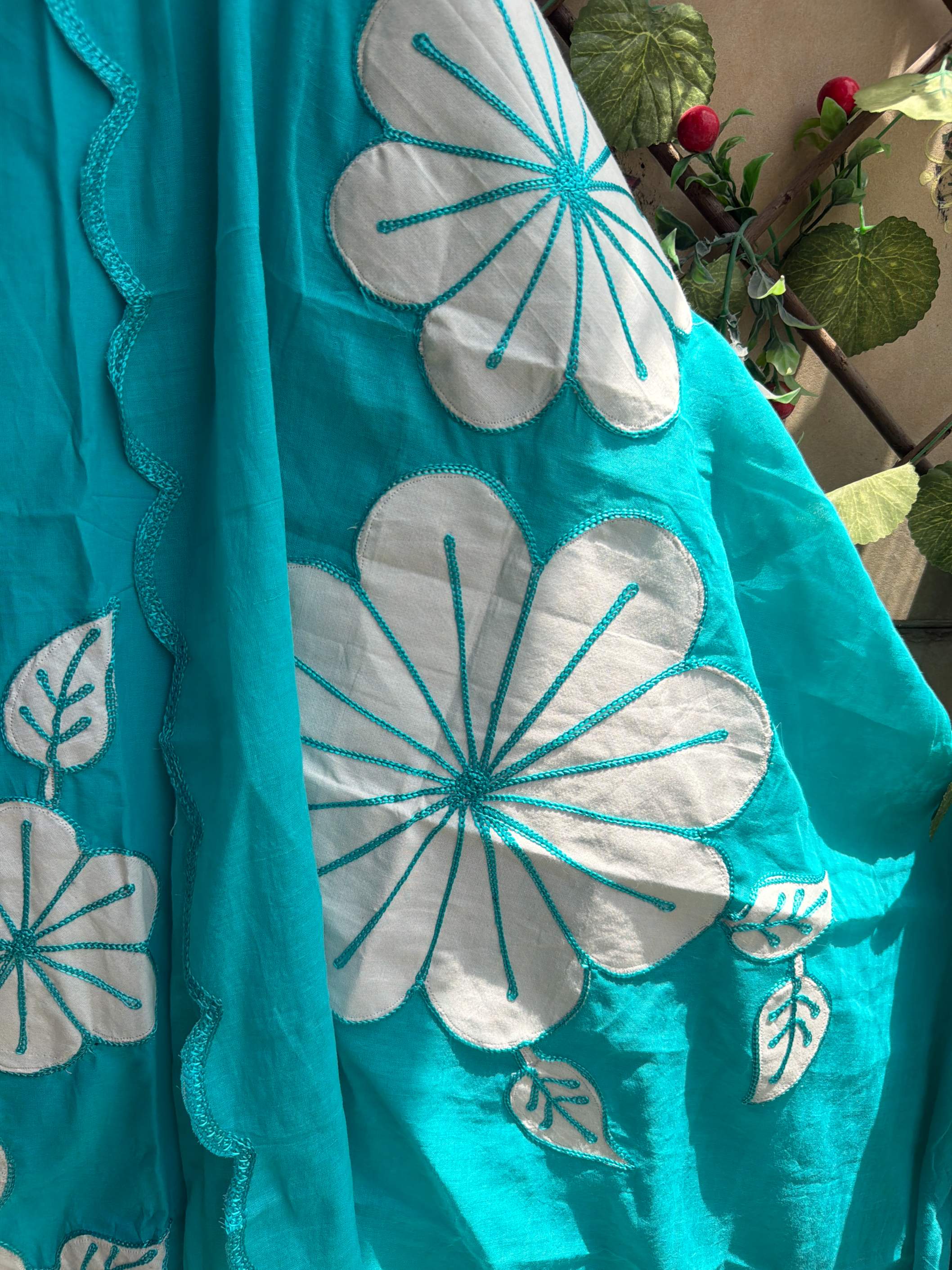 Elara Floral Suit Set – Aqua Blue
