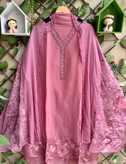 Blush & Bloom Gulnaar Pink Embroidered Suit Set