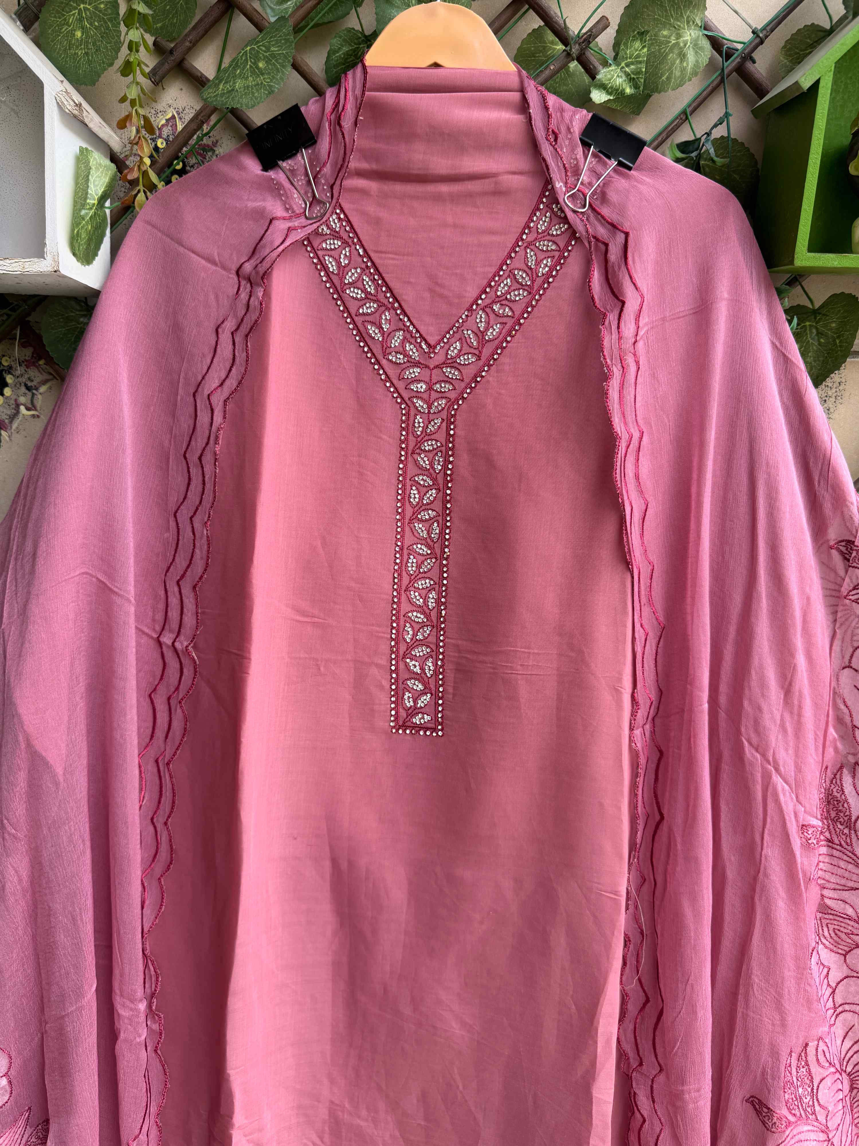 Blush & Bloom Gulnaar Pink Embroidered Suit Set