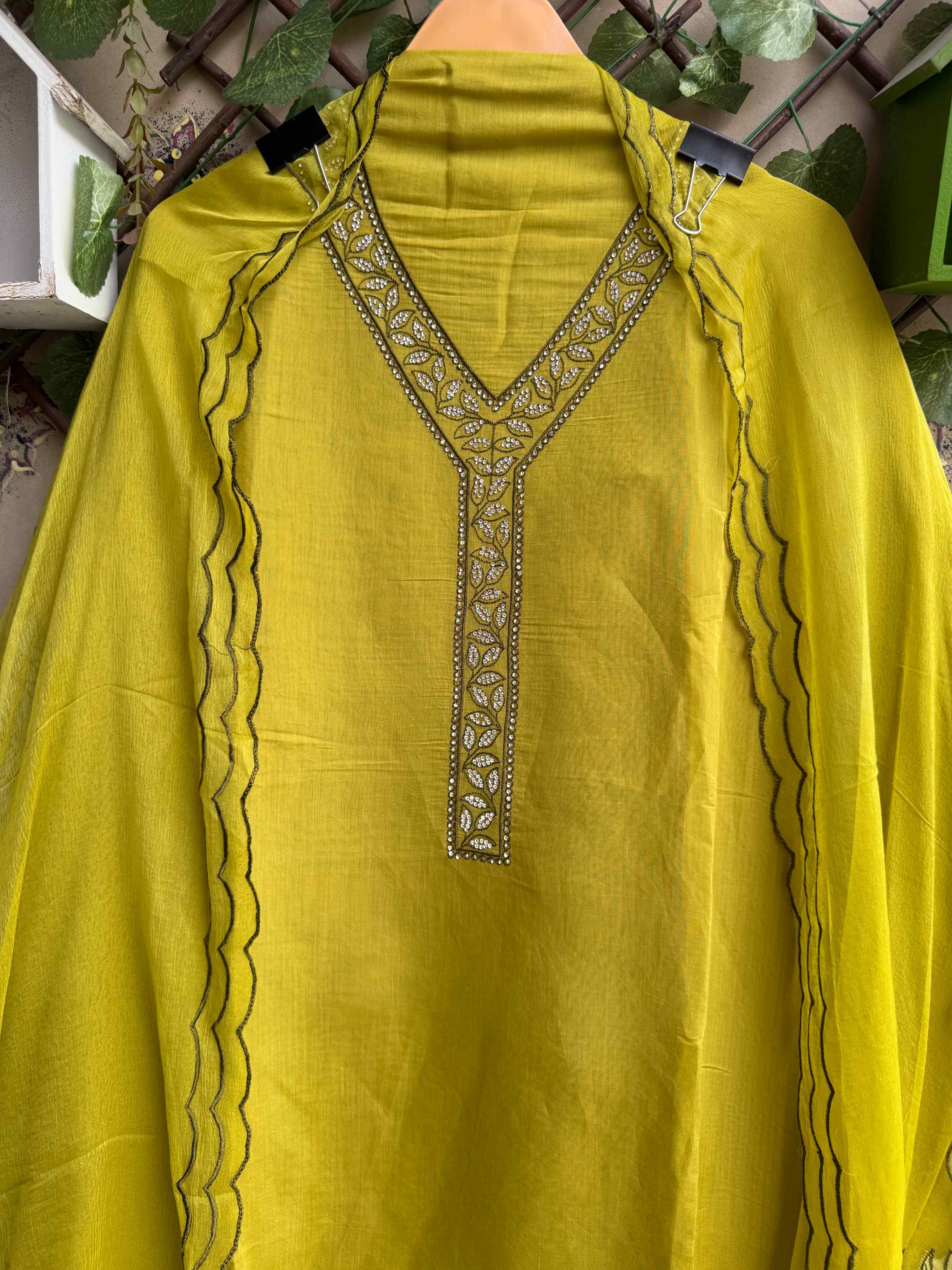Blush & Bloom Noor Mustard Embroidered Suit Set