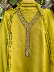 Blush & Bloom Noor Mustard Embroidered Suit Set