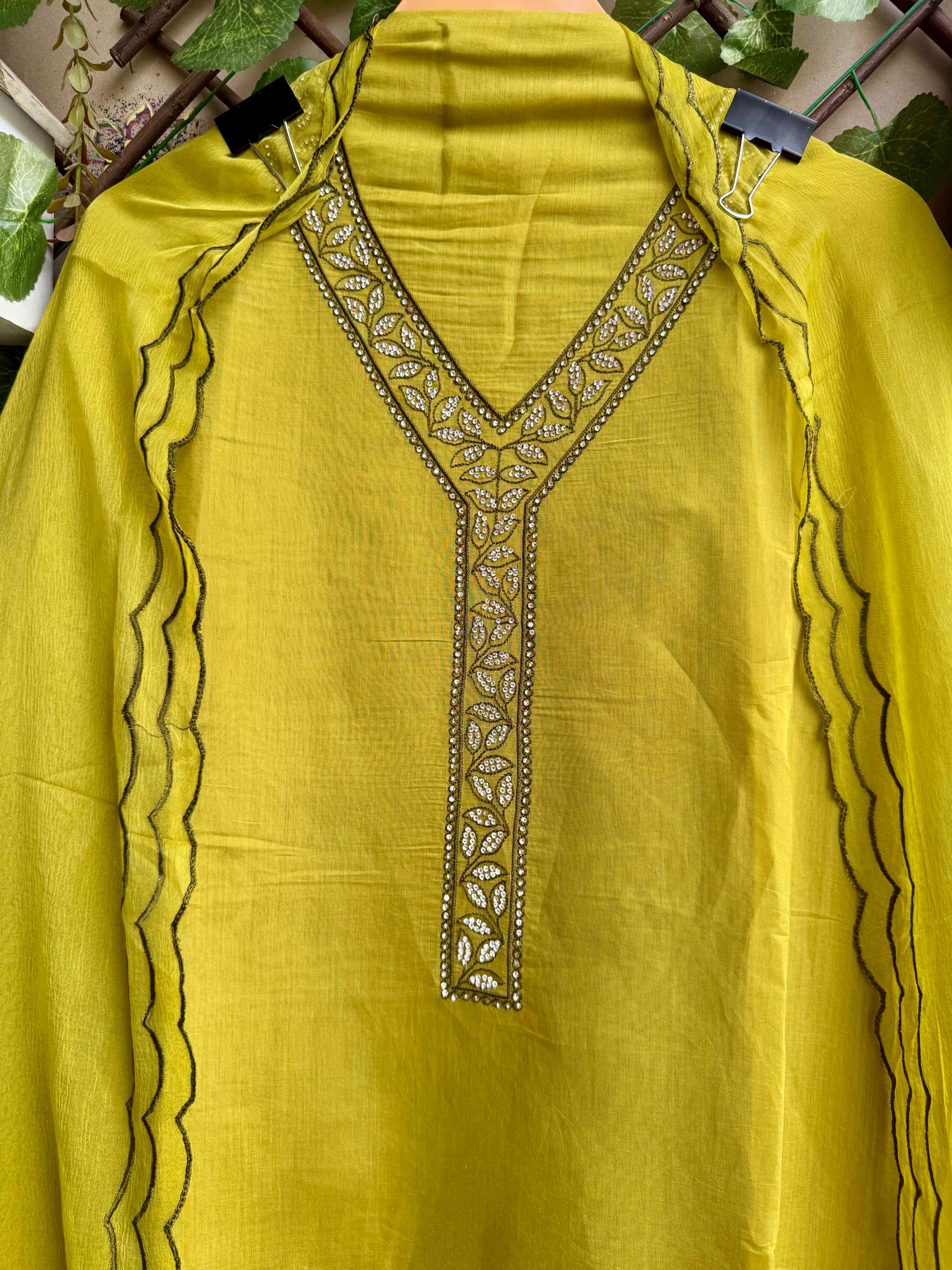 Blush & Bloom Noor Mustard Embroidered Suit Set